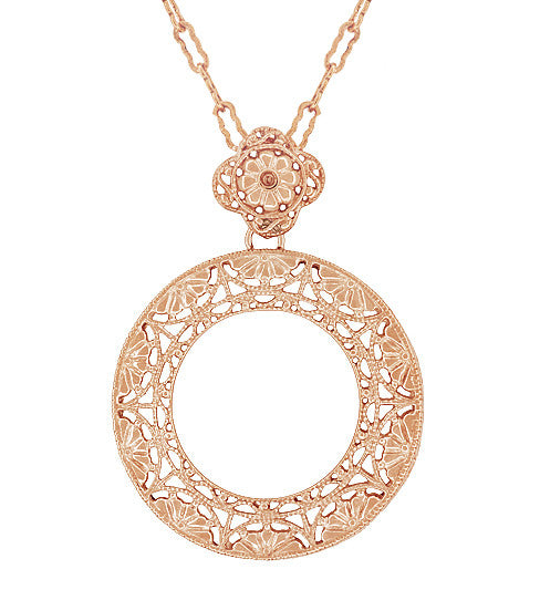 14k Solid Gold Rose Pendant Necklace - Oval Diamond Cut, Rose & White Gold Finish, Romantic Gift For Women