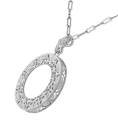 Art Deco Eternal Circle of Love Filigree Pendant Necklace in Sterling Silver - alternate view
