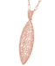 Filigree Leaf Art Deco Rose Gold Vermeil Diamond Pendant Necklace in Sterling Silver