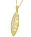 Art Deco Yellow Gold Vermeil Dangling Leaf Diamond Filigree Pendant Necklace