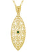 Art Deco Leaf Filigree Emerald Necklace in Yellow Gold Vermeil Over Sterling Silver