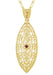Art Deco Dangling Leaf Filigree Ruby Necklace in Yellow Gold Over Sterling Silver