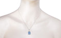 Art Deco Filigree Sky Blue Sun Ray Crystal Pendant Necklace with Sapphire and Diamond in Sterling Silver