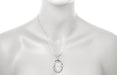 1920's  Filigree Oval Camphor Glass Sunray Crystal and Diamond Necklace in Sterling Silver