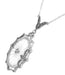 1920's  Filigree Oval Camphor Glass Sunray Crystal and Diamond Necklace in Sterling Silver