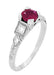 Ruby and Diamond Geometric Art Deco Engagement Ring in 18 Karat White Gold