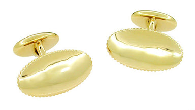 High Polish Oval Vintage Cufflinks in 14 Karat Gold