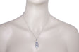 Art Deco Filigree Sapphire and Diamond Lavalier Pendant Necklace in 14 Karat White Gold