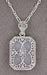 Art Deco Filigree Crystal and Diamond Set Rectangular Pendant Necklace in 14 Karat White Gold
