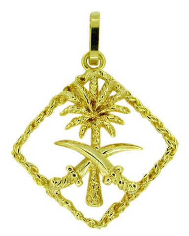 Palm and Swords Pendant in 18 Karat Gold