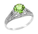 Art Deco Filigree Engraved Peridot Promise Ring in Sterling Silver