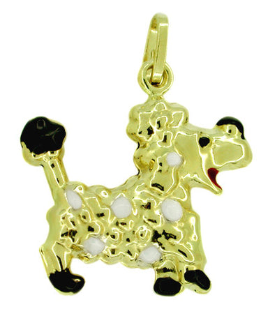 Enameled Poodle Charm in 14 Karat Gold