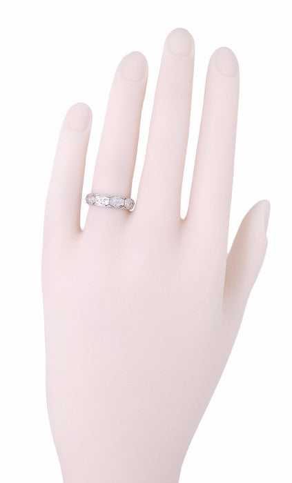 Rockfall Platinum Vintage Art Deco Diamond Wedding Ring - Size 5.5 - Item: R1004 - Image: 2