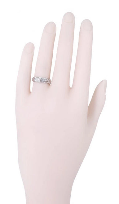 Diamond Kisses Brooksvale Art Deco Antique Wide Wedding Band in Platinum - Size 5.5 - alternate view