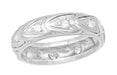 Art Deco Filigree Hearts Vintage Platinum and Diamond Heirloom Wedding Band - Size 6