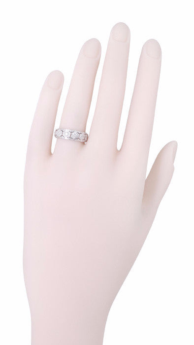Art Deco Jordan Filigree Antique Diamond Wedding Band in Platinum - Size 6.25 - Item: R1016 - Image: 2