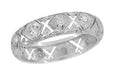 Art Deco Northfield Engraved Platinum Filigree Antique Diamond Eternity Wedding Band - Size 6 3/4