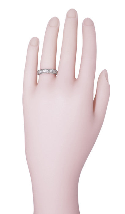 Platinum Art Deco Engraved Filigree Shields Vintage Diamond Wedding Ring - Size 6.75 - 5mm Wide - Item: R1025 - Image: 2