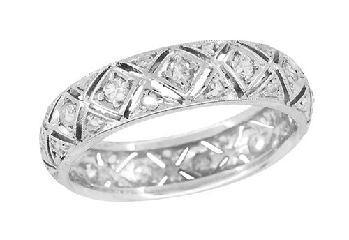 Art Deco Newington Diamond Antique Filigree Wedding Band in Platinum - Size 6 1/2