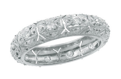 Art Deco Vintage Saugatuck Diamond Wedding Band in Platinum - Size 7