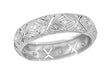 Taconic Art Deco Filigree Single Cut Diamond Antique Platinum Eternity Wedding Band - Size 7