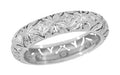 Coventry Edwardian Floral Filigree Vintage Single Cut Diamond Platinum Wedding Band - Size 7 - R1033