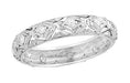 Art Deco Drakeville Engraved Antique Filigree Diamond Wedding Band in Platinum - Size 7 1/4