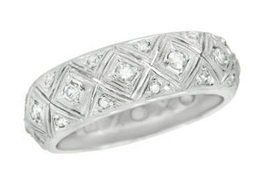 Art Deco Hopewell Vintage Platinum Filigree Diamond Wedding Band - Size 9 - alternate view