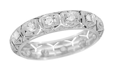 Danielson Filigree Diamond Art Deco Vintage Platinum Wedding Band - Size 9 1/2
