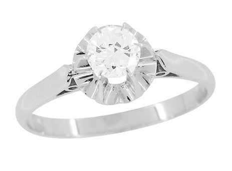 1950's Retro Moderne Buttercup Vintage Diamond Engagement Ring in Platinum