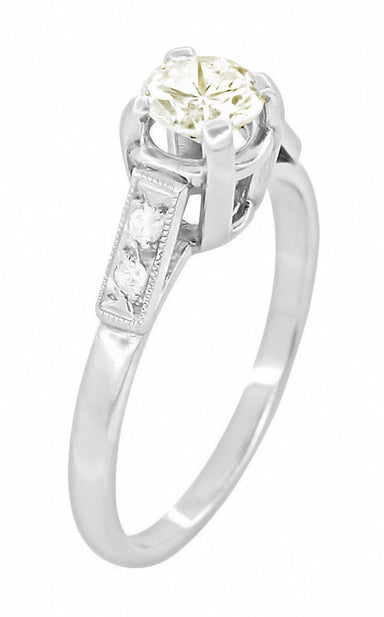 Comstock 0.45 Carat Faint Yellow Diamond Vintage Engagement Ring in Platinum - alternate view