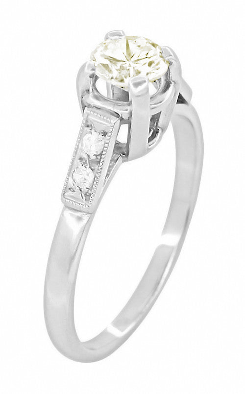 Comstock 0.45 Carat Faint Yellow Diamond Vintage Engagement Ring in Platinum - Item: R1047 - Image: 2