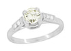 Comstock 0.45 Carat Faint Yellow Diamond Vintage Engagement Ring in Platinum