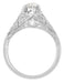Filigree Ridgebury Vintage Art Deco Old Mine Cut Diamond Platinum Engagement Ring