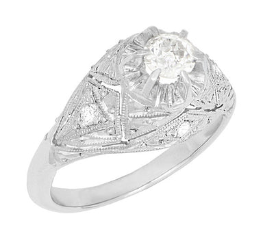 Filigree Ridgebury Vintage Art Deco Old Mine Cut Diamond Platinum Engagement Ring - alternate view