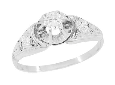 Kensley Art Deco Buttercup Vintage Diamond Engagement Ring in Platinum