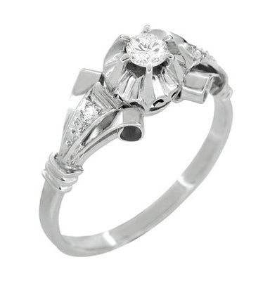 Retro Moderne Diamond Antique Engagement Ring in Platinum - alternate view