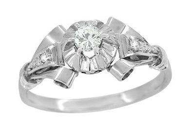 Retro Moderne Diamond Antique Engagement Ring in Platinum