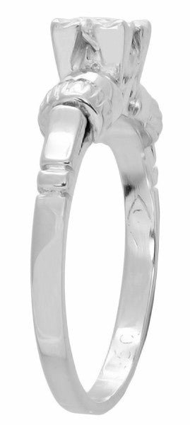 Retro Moderne Bows 1950's Vintage Solitaire Diamond Engagement Ring in Platinum | 0.33 Carat - Item: R1052 - Image: 3