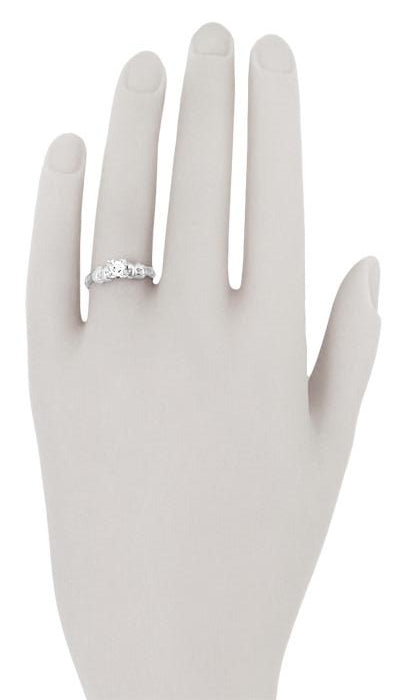 Retro Moderne Bows 1950's Vintage Solitaire Diamond Engagement Ring in Platinum | 0.33 Carat - Item: R1052 - Image: 6
