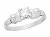 Retro Moderne Bows 1950's Vintage Solitaire Diamond Engagement Ring in Platinum | 0.33 Carat