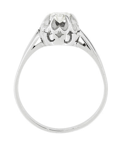 Buttercup Old Mine Cut Diamond Antique 14 Karat White Gold Engagement Ring - Item: R1054 - Image: 3