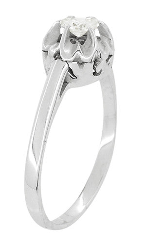 Buttercup Old Mine Cut Diamond Antique 14 Karat White Gold Engagement Ring - Item: R1054 - Image: 2