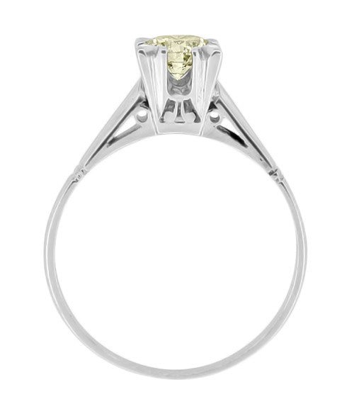 Clarissa 1950's Retro Vintage Faint Yellow Diamond Engagement Ring in Platinum - Item: R1055 - Image: 3