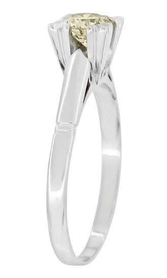 Clarissa 1950's Retro Vintage Faint Yellow Diamond Engagement Ring in Platinum - Item: R1055 - Image: 2