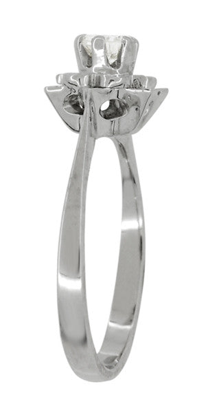 Buttercup Flower Antique Diamond Engagement Ring in 18 Karat White Gold - Item: R1061 - Image: 4
