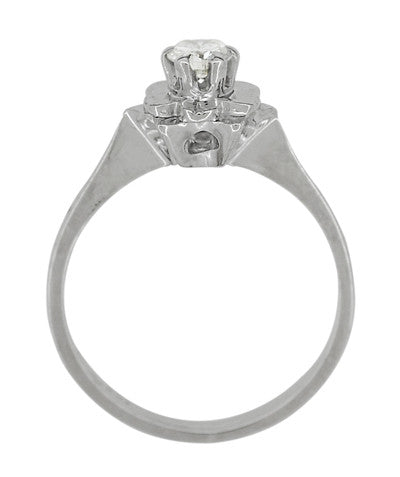 Buttercup Flower Antique Diamond Engagement Ring in 18 Karat White Gold - Item: R1061 - Image: 5