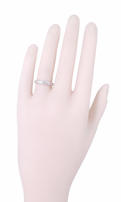 Bakersville Platinum Art Deco Eternity Single Cut Diamond Wedding Ring - Size 5.5 - Item: R1062 - Image: 3
