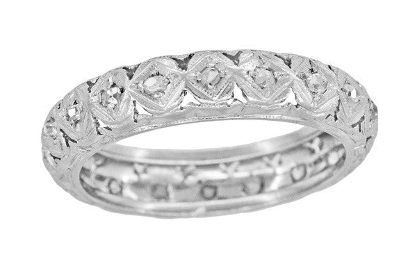 Fabyan Art Deco Estate Rose Cut Diamond Wedding Ring in Platinum - Size 5.75