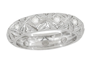 Dayville Art Deco Estate Platnum Diamond Wedding Band - Size 5 3/4
